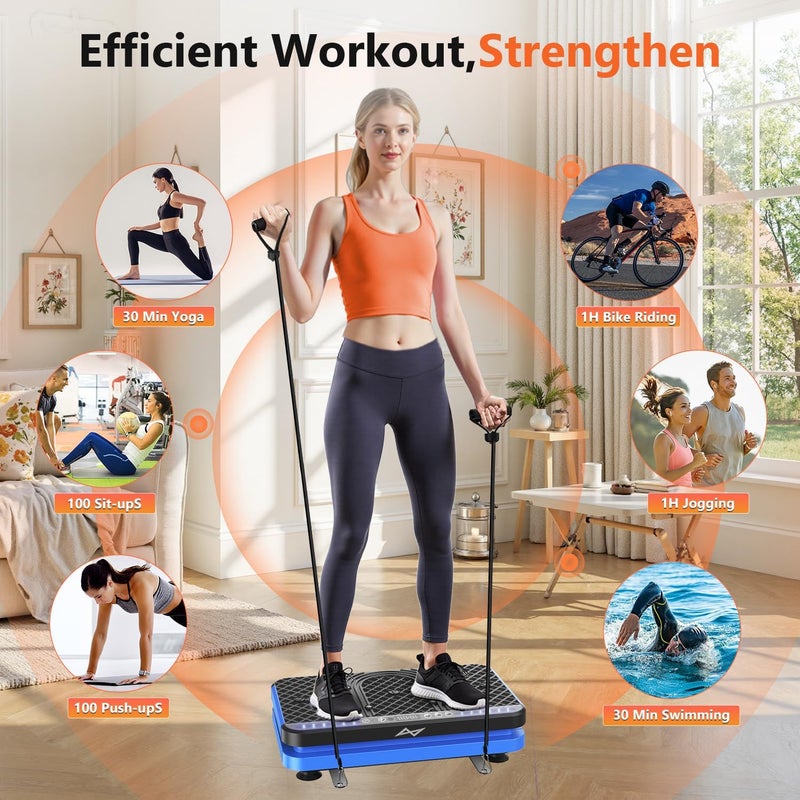 AXV Vibration Plate Fitness Platform Exercise Machine Vibrating Shaking Full Body Shaker Workout Vibrate Stand Shake Board Sport Gym for Weight Loss Fat Burner for Women Men - Image 2